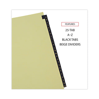 Universal® Deluxe Preprinted Simulated Leather Tab Dividers with Gold Printing, 25-Tab, A to Z, 11 x 8.5, Buff, 1 Set (UNV20821)