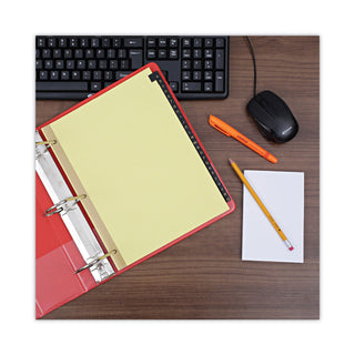 Universal® Deluxe Preprinted Simulated Leather Tab Dividers with Gold Printing, 25-Tab, A to Z, 11 x 8.5, Buff, 1 Set (UNV20821)