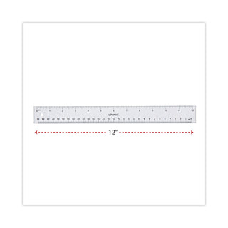 Universal® Clear Plastic Ruler, Standard/Metric, 12" Long, Clear (UNV59022)