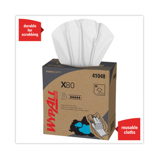 WypAll® X80 Cloths, HYDROKNIT, POP-UP Box, 8.34 x 16.8, White, 80/Box, 5 Boxes/Carton (41048KIM)