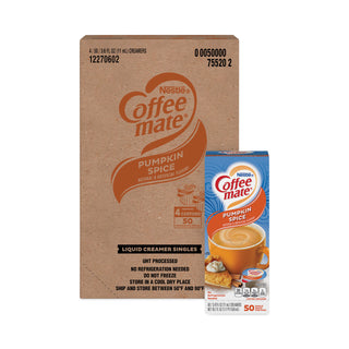 Coffee mate® Liquid Coffee Creamer, Pumpkin Spice, 0.375 oz Mini Cups, 50/Box, 4 Box/Carton (NES75520CT)