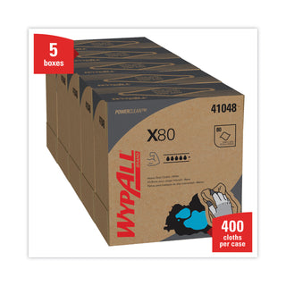 WypAll® X80 Cloths, HYDROKNIT, POP-UP Box, 8.34 x 16.8, White, 80/Box, 5 Boxes/Carton (41048KIM)