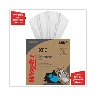 WypAll® X80 Cloths, HYDROKNIT, POP-UP Box, 8.34 x 16.8, White, 80/Box, 5 Boxes/Carton (41048KIM)