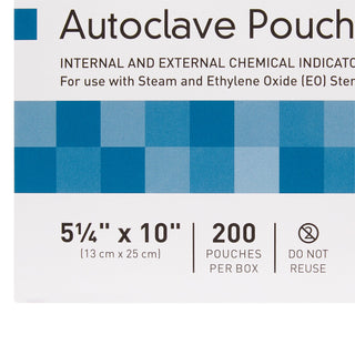 McKesson Sterilization Pouch Ethylene Oxide (EO) Gas / Steam 5-1/4 X 10 Inch Transparent Blue / White Self Seal Paper / Film (960944_BX)
