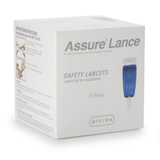 Assure® Safety Lancet 25 Gauge Protective Safety Cap Push Button Activation Finger (962942_BX)