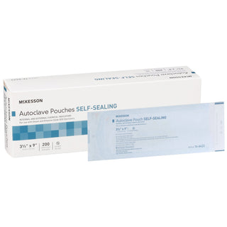 McKesson Sterilization Pouch Ethylene Oxide (EO) Gas / Steam 3-1/2 X 9 Inch Transparent Blue / White Self Seal Paper / Film (960943_BX)