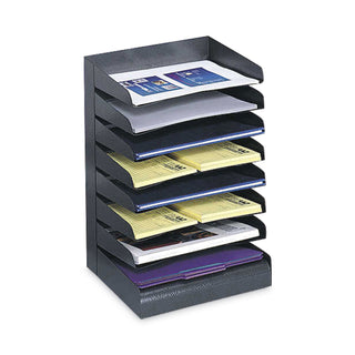 Safco® Steel Horizontal-Tray Desktop Sorter, 8 Sections, Letter Size Files, 12" x 9.5" x 17.75", Black, Ships in 1-3 Business Days (SAF3129BL)