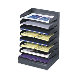 Safco® Steel Horizontal-Tray Desktop Sorter, 8 Sections, Letter Size Files, 12" x 9.5" x 17.75", Black, Ships in 1-3 Business Days (SAF3129BL)