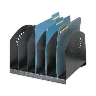 Safco® Steel Vertical-Rack Desktop Sorter, 6 Sections, Letter Size Files, 12.25" x 11.25" x 8", Black, Ships in 1-3 Business Days (SAF3155BL)
