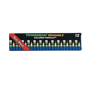 Ticonderoga® Erasable Colored Pencils, 2.6 mm, 2B (#1), Blue Lead, Blue Barrel, Dozen (DIX14209)
