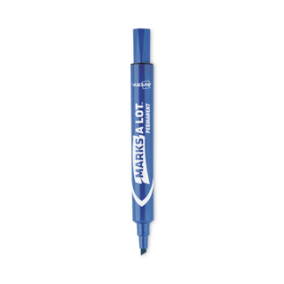 Avery® MARKS A LOT Large Desk-Style Permanent Marker, Broad Chisel Tip, Blue, Dozen (AVE08886)