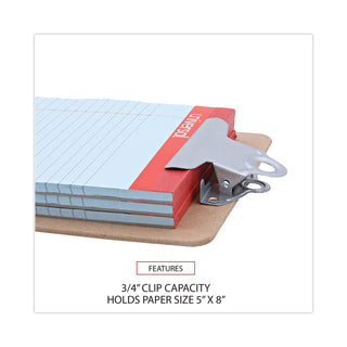 Universal® Hardboard Clipboard, 0.75" Clip Capacity, Holds 5 x 8 Sheets, Brown (UNV05610)
