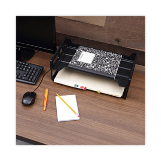 Universal® Recycled Plastic Side Load Desk Trays, 2 Sections, Legal Size Files, 16.25" x 9" x 2.75", Black (UNV08101)