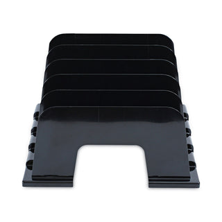 Universal® Recycled Plastic Incline Sorter, 5 Sections, Letter Size Files, 13.25" x 9" x 9", Black (UNV08105)