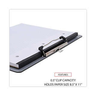 Universal® Plastic Brushed Aluminum Clipboard, Landscape Orientation, 0.5" Clip Capacity, Holds 11 x 8.5 Sheets, Silver (UNV40302)