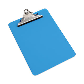 Universal® Plastic Clipboard with High Capacity Clip, 1.25" Clip Capacity, Holds 8.5 x 11 Sheets, Translucent Blue (UNV40307)