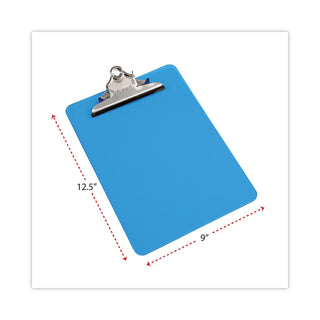 Universal® Plastic Clipboard with High Capacity Clip, 1.25" Clip Capacity, Holds 8.5 x 11 Sheets, Translucent Blue (UNV40307)