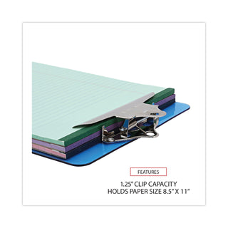 Universal® Plastic Clipboard with High Capacity Clip, 1.25" Clip Capacity, Holds 8.5 x 11 Sheets, Translucent Blue (UNV40307)