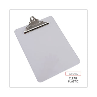 Universal® Plastic Clipboard with High Capacity Clip, 1.25" Clip Capacity, Holds 8.5 x 11 Sheets, Clear (UNV40308)