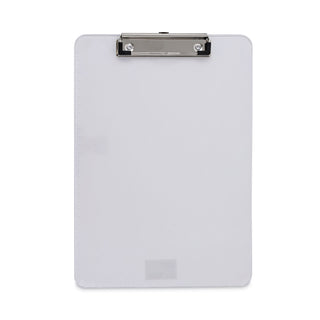Universal® Plastic Clipboard with Low Profile Clip, 0.5" Clip Capacity, Holds 8.5 x 11 Sheets, Clear (UNV40310)