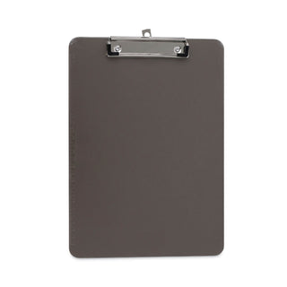 Universal® Plastic Clipboard with Low Profile Clip, 0.5" Clip Capacity, Holds 8.5 x 11 Sheets, Translucent Black (UNV40311)
