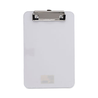 Universal® Plastic Clipboard with Low Profile Clip, 0.5" Clip Capacity, Holds 5 x 8 Sheets, Clear (UNV40312)