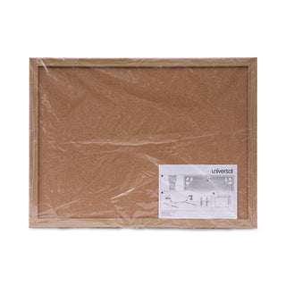 Universal® Cork Board with Oak Style Frame, 24 x 18, Natural Surface (UNV43602)