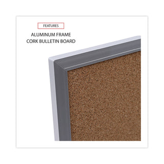 Universal® Cork Bulletin Board, 36 x 24, Natural Surface, Aluminum Frame (UNV43613)
