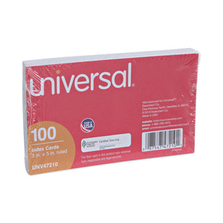 Universal® Ruled Index Cards, 3 x 5, White, 100/Pack (UNV47210)