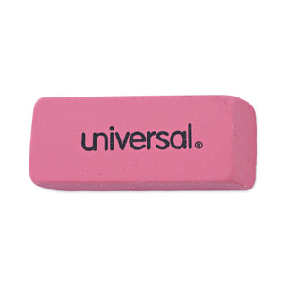 Universal® Bevel Block Erasers, For Pencil Marks, Slanted-Edge Rectangular Block, Large, Pink, 20/Pack (UNV55120)