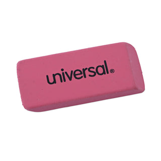 Universal® Bevel Block Erasers, For Pencil Marks, Slanted-Edge Rectangular Block, Large, Pink, 20/Pack (UNV55120)