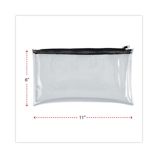 Universal® Zippered Wallets/Cases, Leatherette PU, 11 x 6, Clear/Black, 2/Pack (UNV69026)