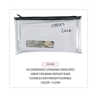 Universal® Zippered Wallets/Cases, Leatherette PU, 11 x 6, Clear/Black, 2/Pack (UNV69026)