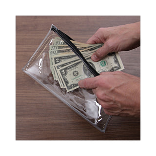 Universal® Zippered Wallets/Cases, Leatherette PU, 11 x 6, Clear/Black, 2/Pack (UNV69026)