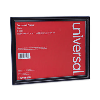 Universal® All Purpose Document Frame, 8.5 x 11 Insert, Black, 3/Pack (UNV76848)