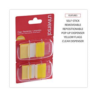 Universal® Page Flags, Yellow, 50 Flags/Dispenser, 2 Dispensers/Pack (UNV99006)