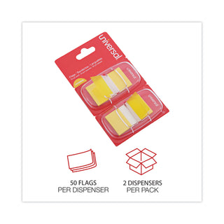 Universal® Page Flags, Yellow, 50 Flags/Dispenser, 2 Dispensers/Pack (UNV99006)