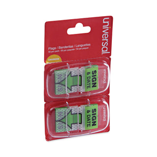 Universal® Deluxe Message Arrow Flags, "Sign and Date", Green, 100/Pack (UNV99008)