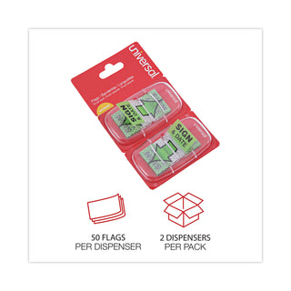 Universal® Deluxe Message Arrow Flags, "Sign and Date", Green, 100/Pack (UNV99008)