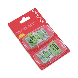 Universal® Deluxe Message Arrow Flags, "Sign and Date", Green, 100/Pack (UNV99008)