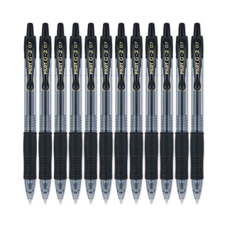 Pilot® G2 Premium Retractable Gel Pen, 0.7mm, Black Ink, Smoke Barrel, Dozen (PIL31020)