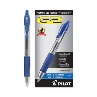 Pilot® G2 Premium Retractable Gel Pen, 0.5mm, Blue Ink, Smoke Barrel, Dozen (PIL31003)