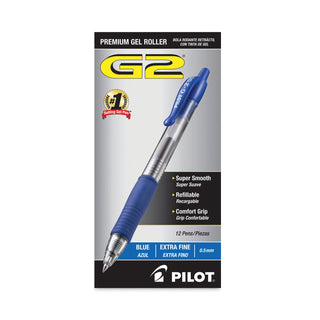 Pilot® G2 Premium Retractable Gel Pen, 0.5mm, Blue Ink, Smoke Barrel, Dozen (PIL31003)