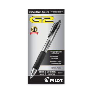 Pilot® G2 Premium Retractable Gel Pen, 0.5mm, Black Ink, Smoke Barrel, Dozen (PIL31002)