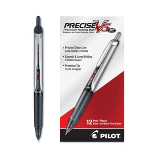 Pilot® Precise V5RT Retractable Roller Ball Pen, 0.5mm, Black Ink/Barrel (PIL26062DZ)