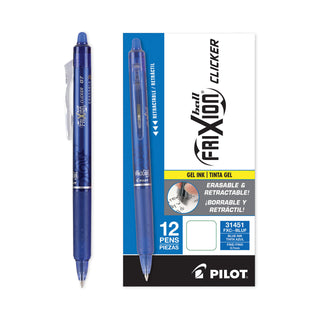 Pilot® FriXion Clicker Erasable Retractable Gel Pen, Fine 0.7mm, Blue Ink, Blue Barrel (PIL31451)
