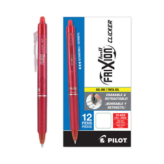 Pilot® FriXion Clicker Erasable Retractable Gel Pen, Fine 0.7mm, Red Ink, Red Barrel (PIL31452)