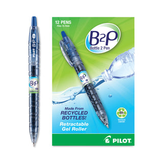 Pilot® B2P Bottle-2-Pen Recycled Retractable Gel Pen, 0.7mm, Blue Ink, Translucent Blue Barrel (PIL31601)