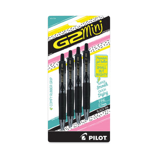 Pilot® G2 Mini Retractable Gel Pen, Fine 0.7mm, Black Ink/Barrel, 4/Pack (PIL31734)