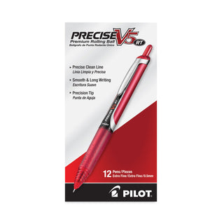 Pilot® Precise V5RT Retractable Roller Ball Pen, Extra-Fine 0.5mm, Red Ink, Red Barrel (PIL26064DZ)